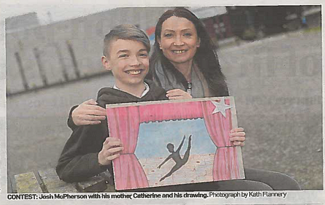 Josh McPherson with his My Future Aspiration Drawing - Scottish Ballet dancer